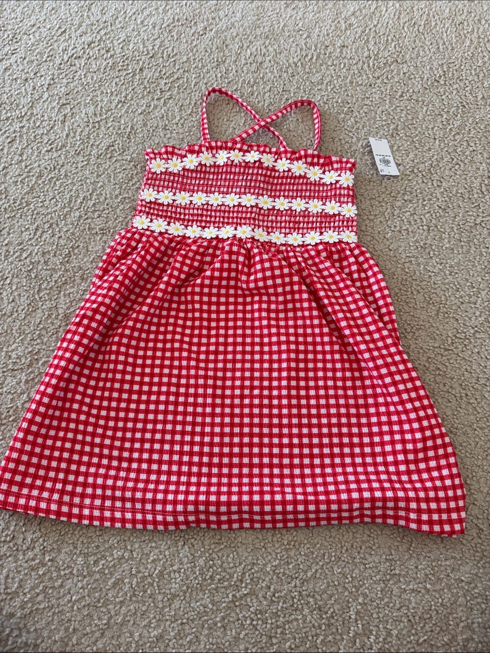 Old Navy Red Gingham Sundress with Daisy Trim